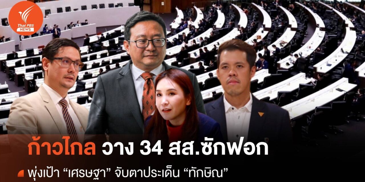 ก้าวไกล วาง 34 สส.ซักฟอก พุ่งเป้า “เศรษฐา” จับตาประเด็น “ทักษิณ”